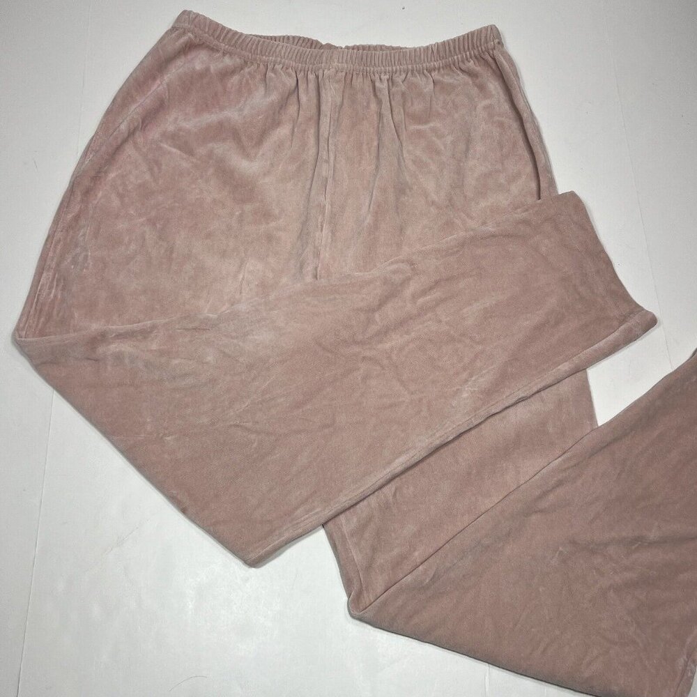 Capacity Knits Velour Elastic Waist Pull On Dusty Pink Pants Straight Leg Sz XL